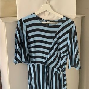 Blue and navy striped dress